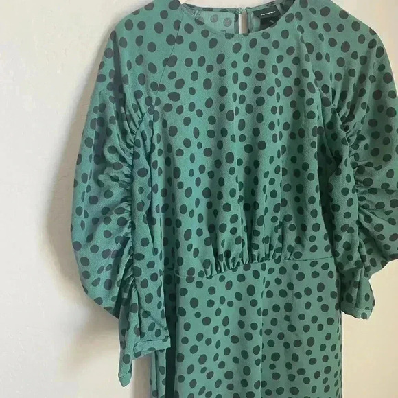 Who What Wear Green Polka Dot Dress Size Medium - Picture 2 of 13